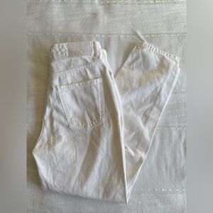 Zara Women's White Jeans Distressed Knees
